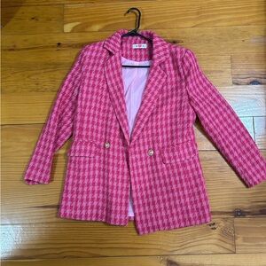 Buddy Love Pink Houndstooth Blazer
